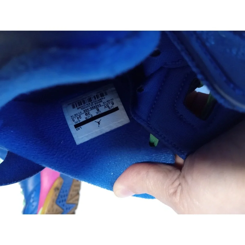 Air Jordan 6 Retro GS Seahawks Deep‎ Royal Blue Green Pink 543390-439 Size 6.5Y